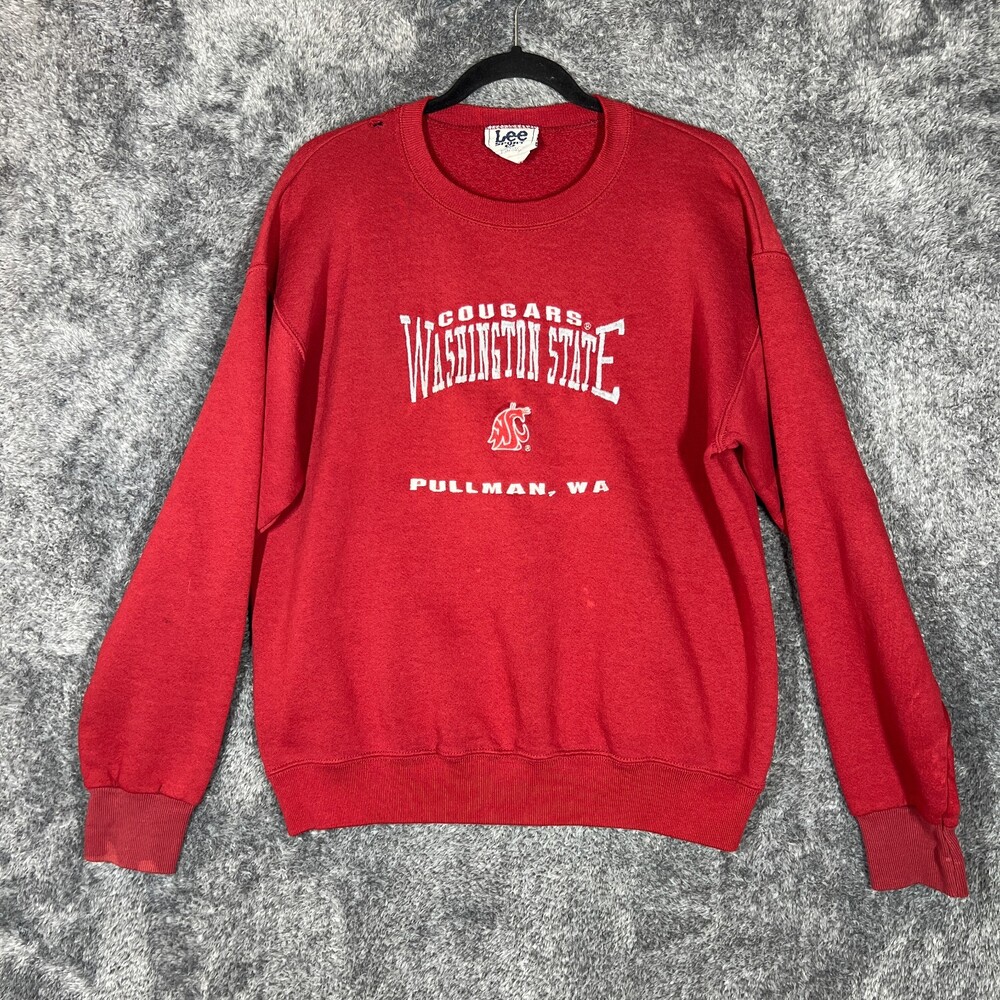 Vintage Washington State Cougars Sweatshirt Mens Medium Red Lee Made in USA